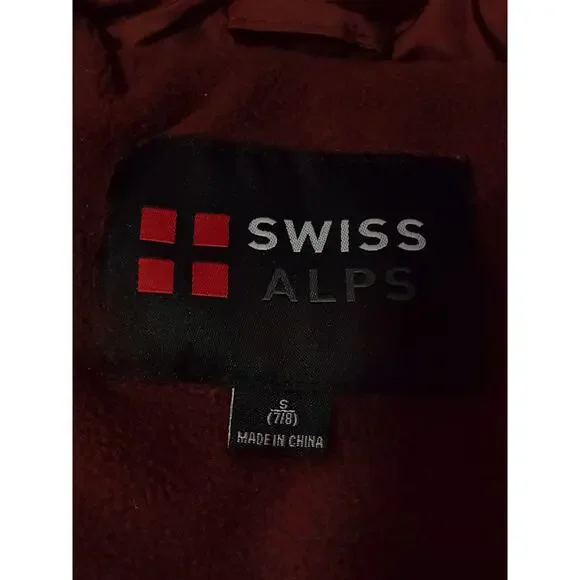 Swiss Alps Girls Small 7/8 Maroon Pink Puffer Jacket NWT Water Wind Resistant - Picture 8 of 13